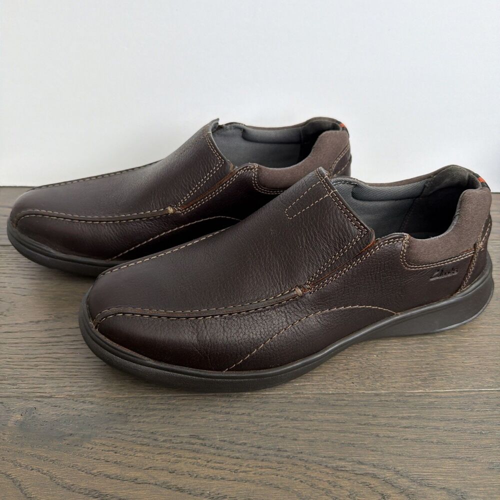 Clarks Cushioned Brown Leather Slip-On Comfort Loafers Casual US 10.5